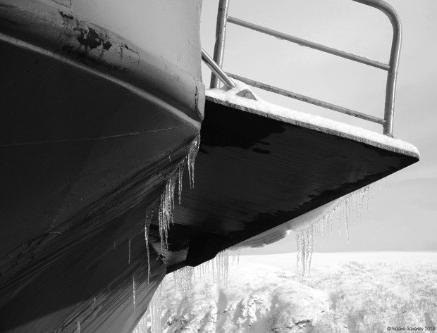 Ice on a ship. Tromso, Norway
